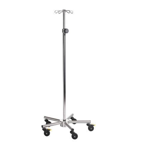 Asta portaflebo con rotelle - SIMPO-CARE Mini - SIMPEX - 4 ganci / in acciaio inossidabile / ad altezza regolabile
