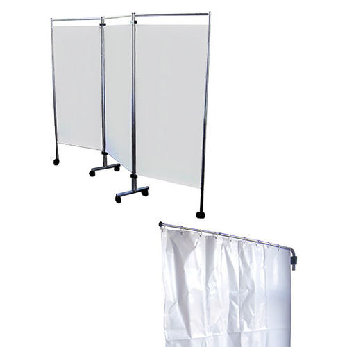 Paravento medicale con rotelle - ALT series - Altermedical - 4 pannelli / con tendina / in acciaio inossidabile