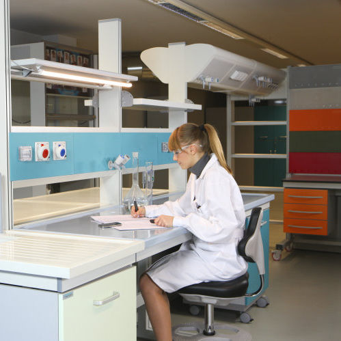 Sgabello da laboratorio - Labster  - Labosystem - con schienale / con poggiapiedi / con rotelle