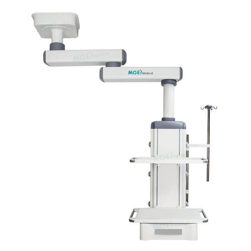 Braccio di distribuzione a soffitto - STP2B - Medige International Industries - per terapia intensiva / articolato / con ripiani