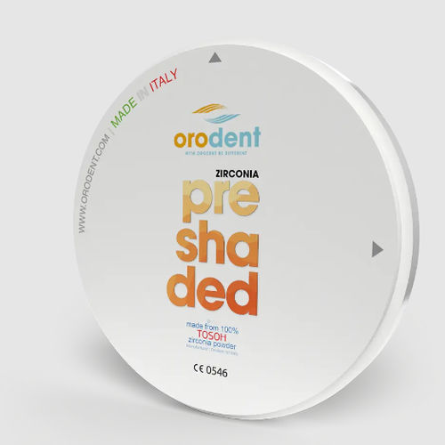 Materiale odontoiatrico in zircone - Preshaded - Orodent srl - per ponti dentali / per corone dentali / per ricostruzione dentale