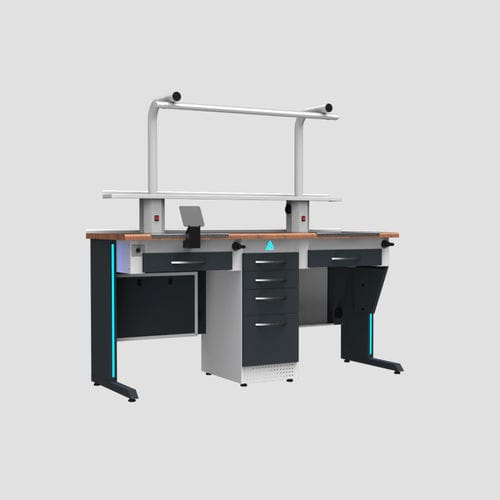 Postazione di lavoro per laboratorio odontotecnico con illuminazione - TM3 - A4 Dental - con cassetti / doppia