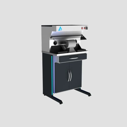 Postazione di lavoro per laboratorio odontotecnico con ripiani - PM - A4 Dental - con illuminazione / con cassetti / in acciaio inossidabile