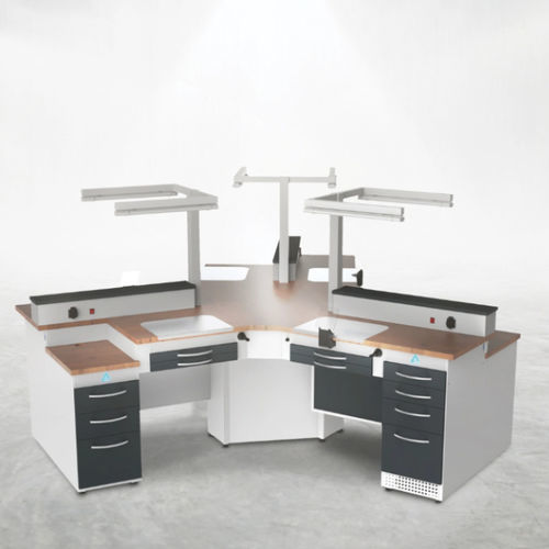 Postazione di lavoro per laboratorio odontotecnico con illuminazione - SR3 - A4 Dental - con cassetti / modulare