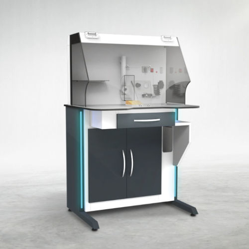 Postazione di lavoro per laboratorio odontotecnico con ripiani - TMC - A4 Dental - con illuminazione / con cassetti