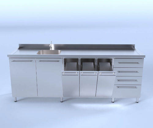 Tavolo per gesso - SS1 - A4 Dental - rettangolare / con lavandino / in acciaio inossidabile