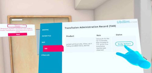 Software didattico - Blood Administration Tutorial - UbiSim - di simulazione / per cartelle cliniche elettroniche / per cure infermieristiche