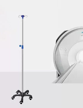 Asta portaflebo con rotelle - Sun Medical Products - 2 ganci / in acciaio inossidabile / compatibile MRI