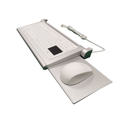 Tastiera medicale con touchpad - B400-TR - Guangzhou GT-Interaction Technology Co., Ltd - in alluminio / lavabile / disinfettabile