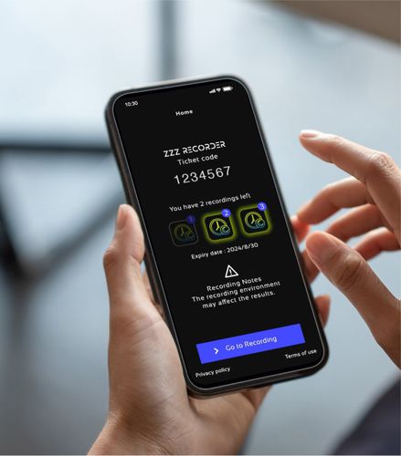 Applicazione mobile di registrazione - Okuchy, Inc. - di analisi / per il rilevamento dell’apnea notturna / cloud