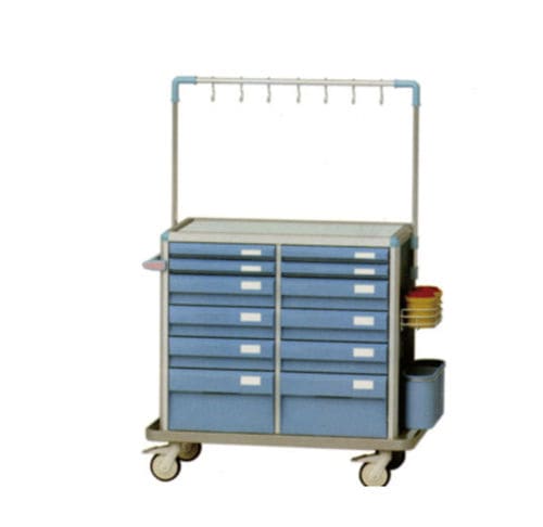 Carrello medico - Tianjin Kangli Medical Instrument - di stoccaggio / in alluminio / con cassetti