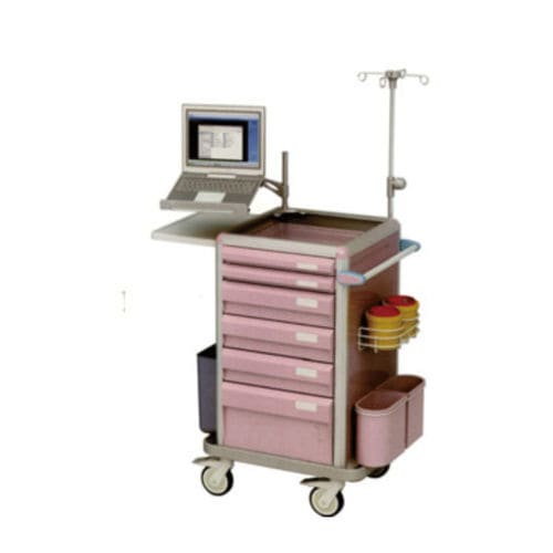 Carrello di emergenza - B 25 - Tianjin Kangli Medical Instrument - in alluminio / con cestello per rifiuti / con asta portaflebo
