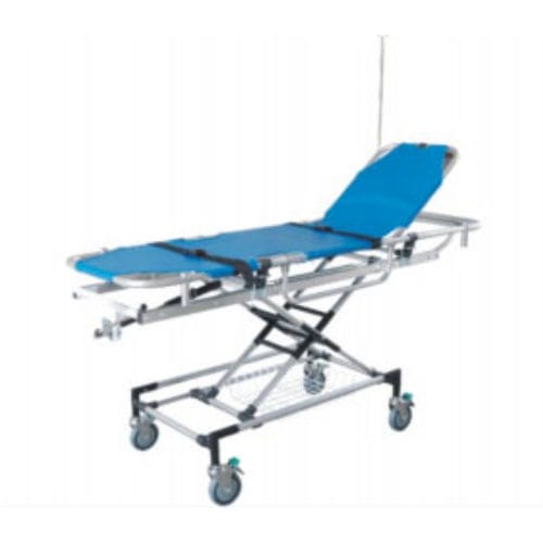 Barella con carrello per ambulanze - A-104 - Tianjin Kangli Medical Instrument - manuale / a 2 sezioni / con asta portaflebo