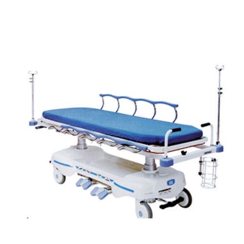 Barella con carrello passamalati - A 97 - Tianjin Kangli Medical Instrument - idraulica / ad altezza regolabile / a sezione unica