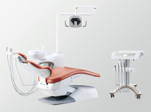 Riunito odontoiatrico con poltrona elettrica - A4 - FOSHAN ESAY MEDICAL TECHNOLOGY CO.,LTD - con poggiatesta flessibile / con sistema di igiene / con portastrumenti