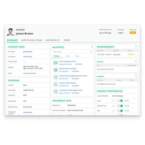 Software CRM - Dynamics 365 - ScienceSoft - medico / per struttura sanitaria / di soddisfazione del cliente