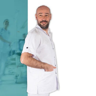 Casacca medica per uomo - ANGKHOR - FIL'MED - in poliestere / in cotone / blu