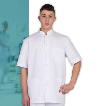 Casacca medica per uomo - ISPAHAN - FIL'MED - in poliestere / in cotone / bianca