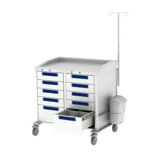 Carrello per terapia intensiva - mobile plus - Viviam Med - per trattamenti / con cassetti / con cestello per rifiuti