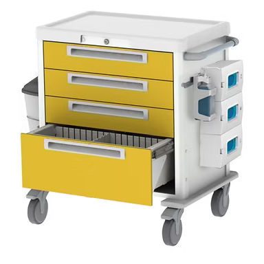 Carrello medico - BASIC - Viviam Med - di isolamento / con cestello per rifiuti / 4 cassetti