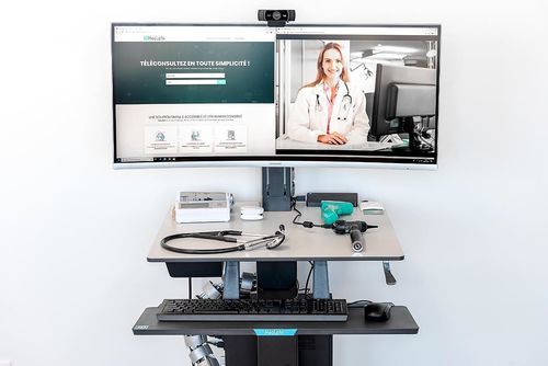 Carrello per telemedicina per videoconferenza - HEALPHI SAS - con stetoscopio / con sfigmomanometro / sicuro