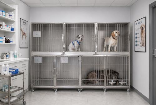 Gabbia veterinaria per cani - AVIOR GMBH - modulare / con rotelle / in acciaio inossidabile