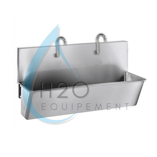 Lavandino chirurgico 2 postazioni - SURG 2 Inox - H2O Equipement - in acciaio inossidabile / comando elettronico / con rivestimento asettico