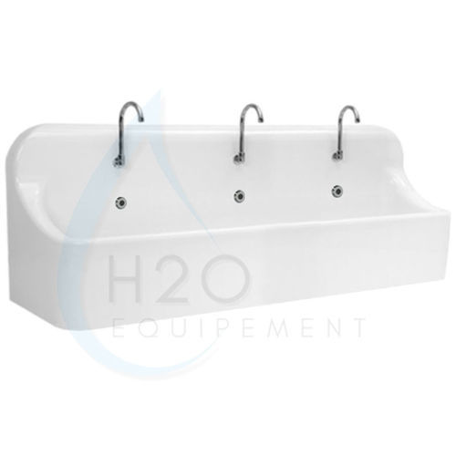 Lavandino chirurgico 3 postazioni - SURG 3 - H2O Equipement - in poliestere / azionabile con ginocchio / con rivestimento asettico
