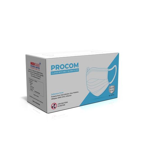 Mascherina chirurgica senza lattice - Procom  - Medicare Hygiene Ltd., - per adulti / scatola da 50 pezzi / bianca