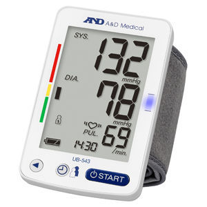 Sfigmomanometro elettronico automatico - UB-543 - A&D Company, Limited - per polso / con bracciale integrato / 2x60
