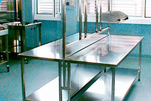 Tavolo di confezionamento di strumenti medici e chirurgici - AT-OS   - rettangolare / in acciaio inossidabile