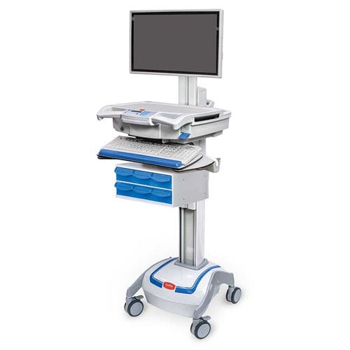 Workstation medica - M38e - Capsa Healthcare - per computer portatile / ad altezza regolabile / su rotelle