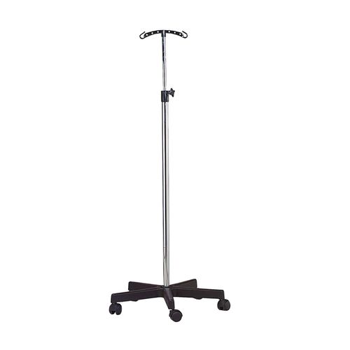 Asta portaflebo con rotelle - 32002CHR - CARINA  - 2 ganci / in acciaio inossidabile / ad altezza regolabile