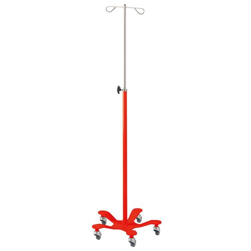 Asta portaflebo con rotelle - 32003INOALU - CARINA  - 2 ganci / in acciaio inossidabile / ad altezza regolabile