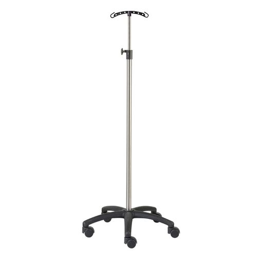 Asta portaflebo con rotelle - 32002INO - CARINA  - 2 ganci / in acciaio inossidabile / ad altezza regolabile