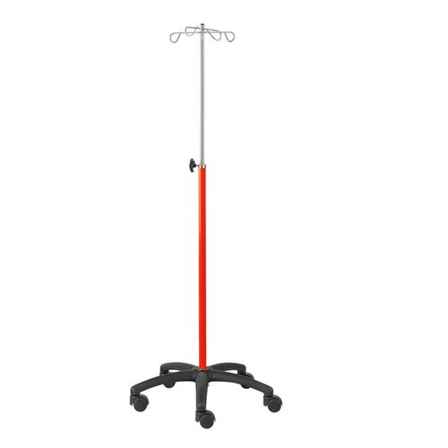 Asta portaflebo con rotelle - 32014ALU - CARINA  - 4 ganci / in acciaio inossidabile / ad altezza regolabile