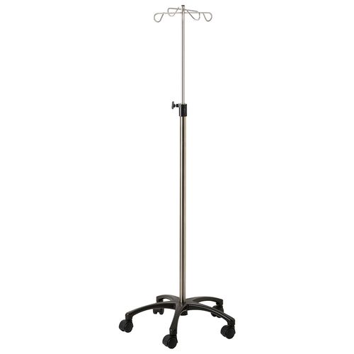 Asta portaflebo con rotelle - 32053INOX - CARINA  - 4 ganci / in acciaio inossidabile / ad altezza regolabile