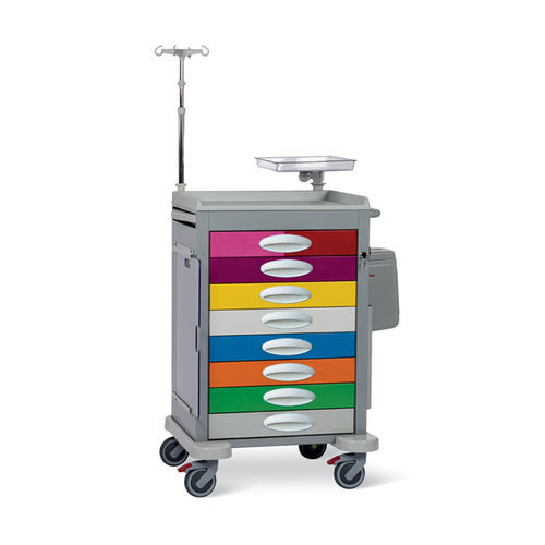 Carrello di emergenza - ALV600500 - Conf Industries - con ripiano / con cestello per rifiuti / con asta portaflebo