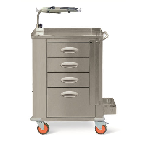 Carrello di emergenza - Luxor Am - Conf Industries - in acciaio inossidabile / con piano di appoggio / con tavola per massaggio cardiaco