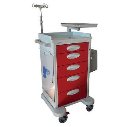 Carrello di emergenza - Genius Light - Conf Industries - con cestello per rifiuti / con asta portaflebo / con tavola per massaggio cardiaco