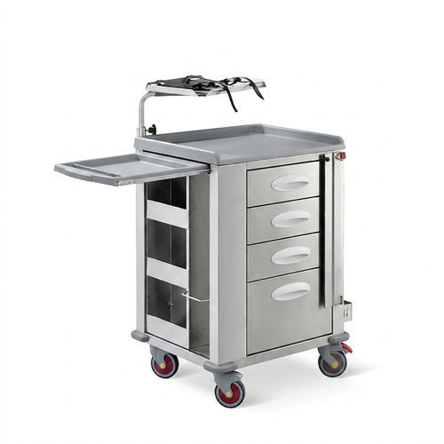 Carrello di emergenza - Luxor - Conf Industries - in acciaio inossidabile / con cestello per rifiuti / con portabombola di ossigeno