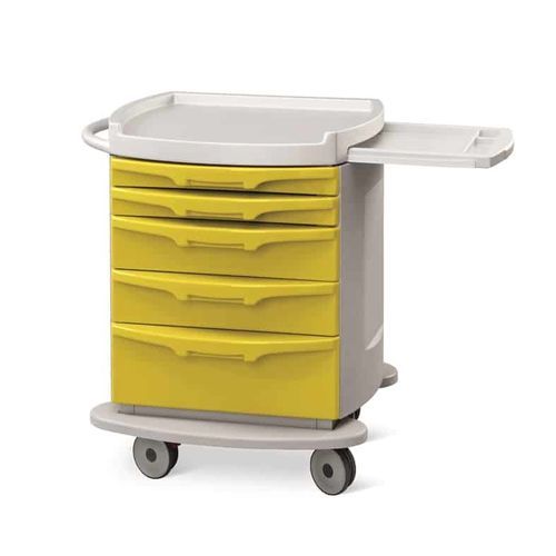 Carrello medico - Zeus - Conf Industries - per trattamenti / con ripiano / 5 cassetti