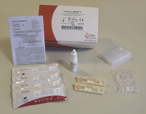 Kit di test per test di sensibilità agli antibiotici - O.K.N.V.I RESIST-5 - Coris BioConcept - NDM / di OXA-48 / immunocromatografico