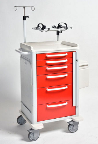 Carrello di emergenza - MS 22 - Dea - per uso generale / 6 cassetti / con asta portaflebo