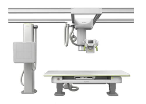 Sistema di radiografia digitale - ECOVIEW-9 DUAL DETECTOR - EcoRay - per radiografia multidisciplinare / con braccio portatubo telescopico a soffitto / con bucky da terra