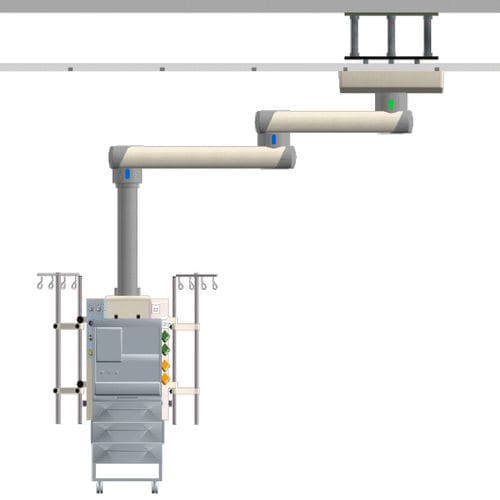 Braccio di distribuzione a soffitto - Premium AN5 - EMALED - per anestesia / articolato / con ripiani