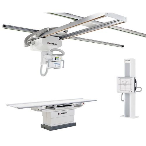 Sistema di radiografia digitale - X-DRS Ceiling Standard Hum - Examion - per radiografia multidisciplinare / con bucky da terra / con braccio portatubo telescopico a soffitto