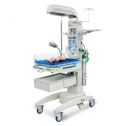 Tavolo di rianimazione neonatale con ventilatore - Ampla® 2085 LED  - Fanem - su rotelle