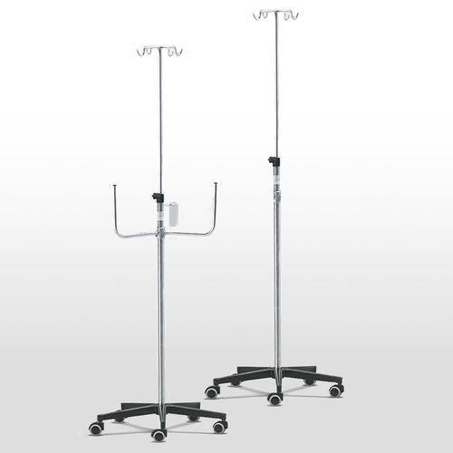Asta portaflebo con rotelle - 9AB0033 - Favero Health Projects - 4 ganci / per pompe-siringa / in acciaio inossidabile