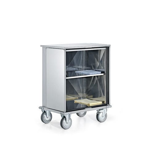 Carrello portabiancheria per sacchi puliti - 9CB0310 - Favero Health Projects - con porta / 2 ripiani / in acciaio inossidabile